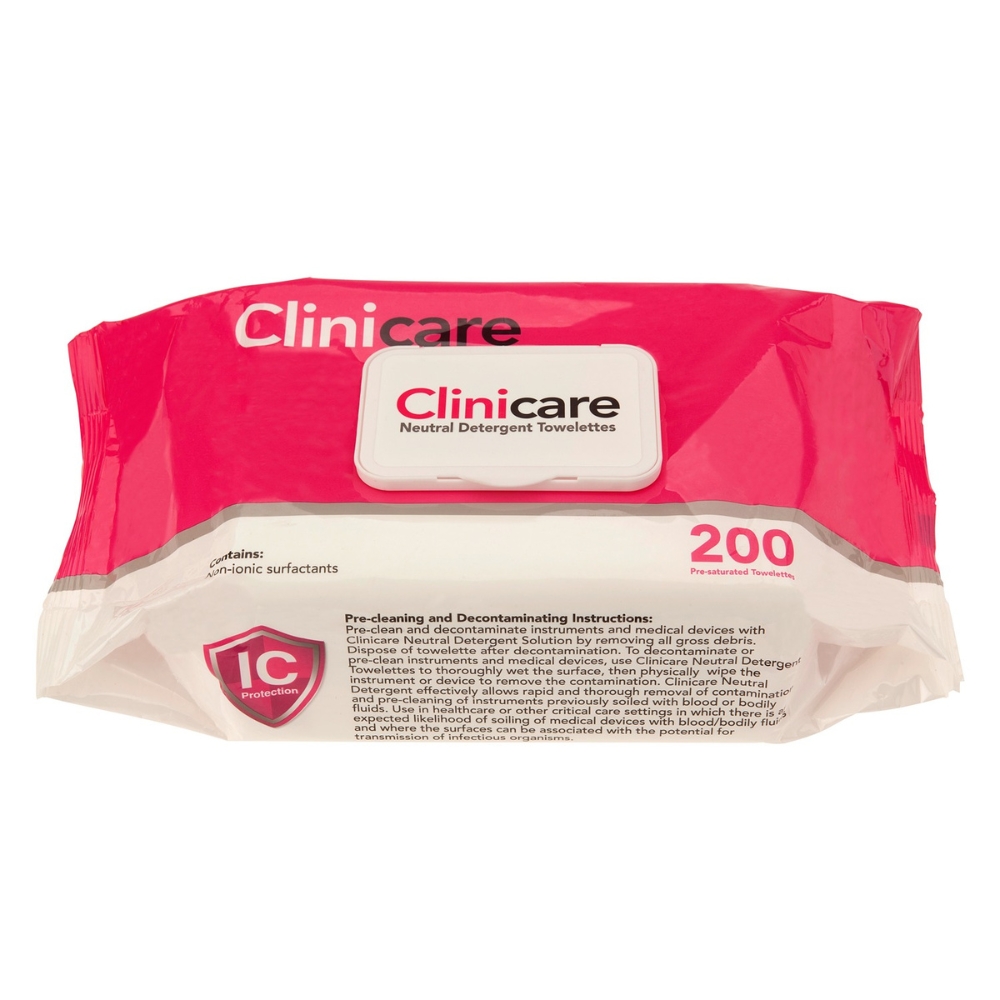 Clinicare Netural Detergent Flat Pack Wipes Pack Of 200