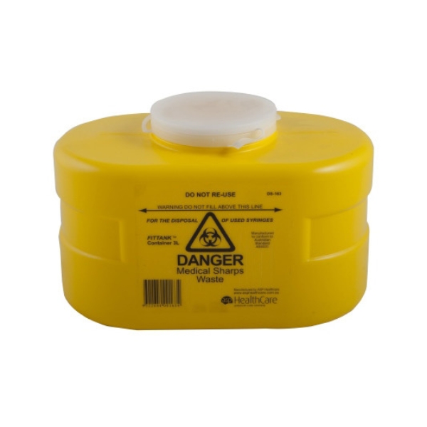 FitTank Sharps Container Resealable Snap Top 3 Litre
