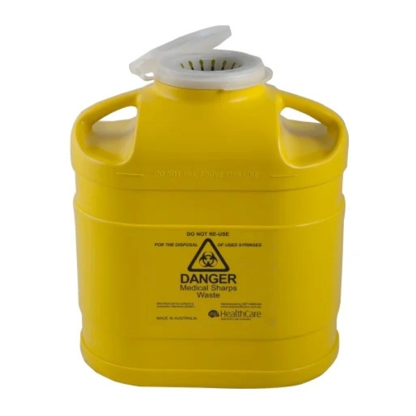 FitTank Sharps Container Resealable Snap Top 5 Litre