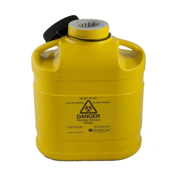 FitTank Sharps Container Screw Top With Oval Insert 5 Litre
