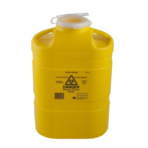 FitTank Sharps Container Resealable Snap Top 8 Litre