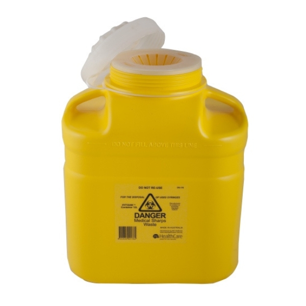 FitTank Sharps Container Screw Lid With Insert 12 Litre