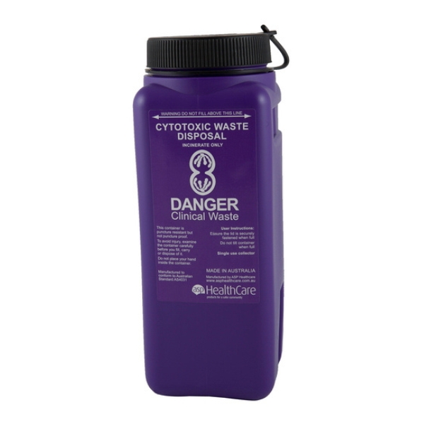 FitTank Cytotoxic Sharps Container Screw Top With Insert 1.8 Litre