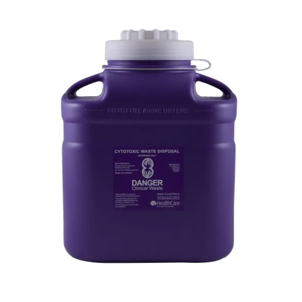 FitTank Cytotoxic Sharps Container Screw Lid With Plug 12 Litre