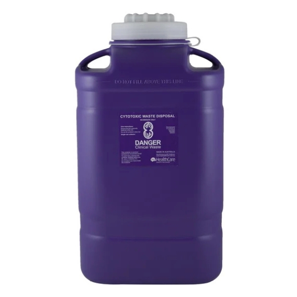 FitTank Cytotoxic Sharps Container Screw Lid With Plug 19 Litre
