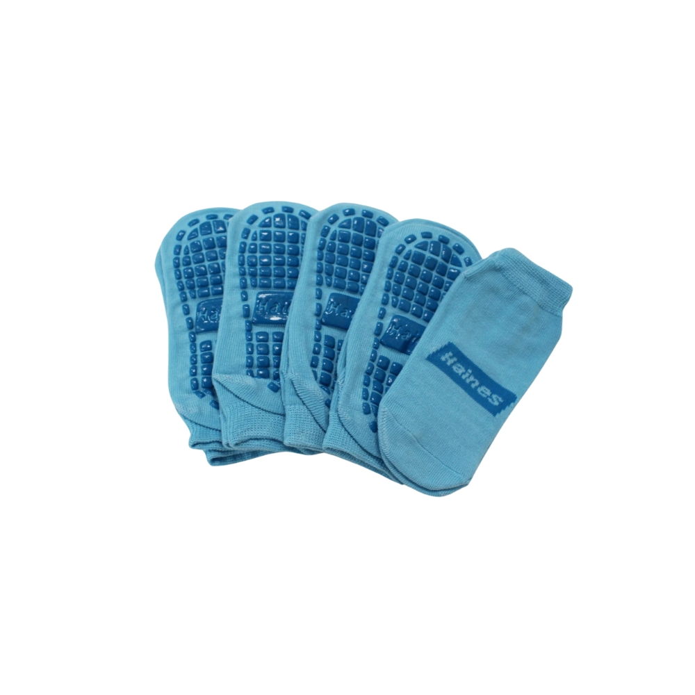 Haines SallySock Non-Slip Patient Socks Paediatric Teal Grips X-Small Carton Of 100 Pairs