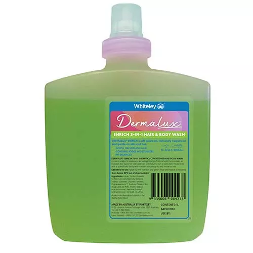 Whiteley Dermalux Enrich 3 in 1 Shampoo Conditioner And Body Wash 1 Litre