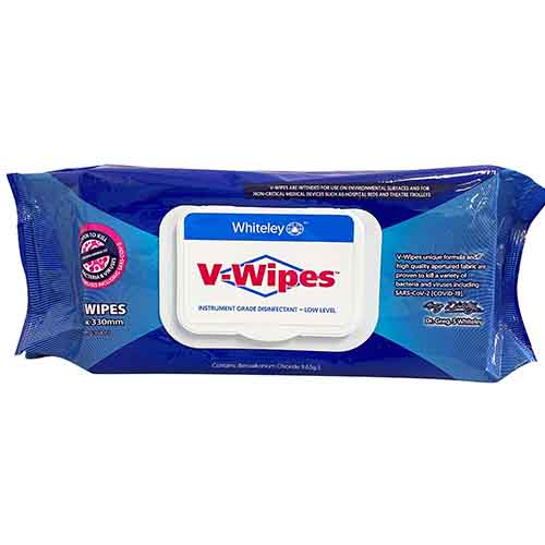 Whiteley V-Wipes Instrument Grade Disinfectant Low Level Wipes 