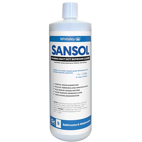 Whiteley Sansol Foaming Heavy Duty Disinfectant Bathroom Cleaner 1 Litre