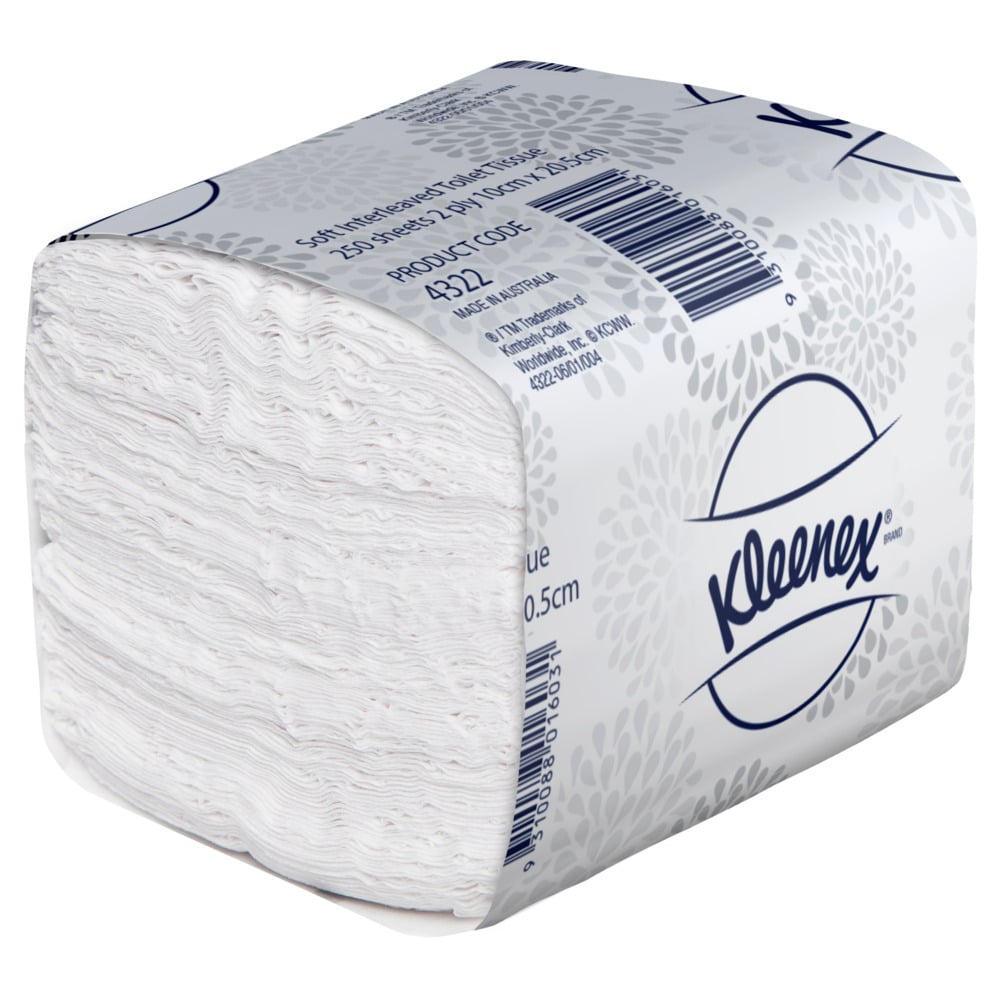 Kleenex Toilet Tissue Interleaved Soft 2 Ply 250 Sheets 20.5 X 10cm KC4322 Carton Of 36 Packs