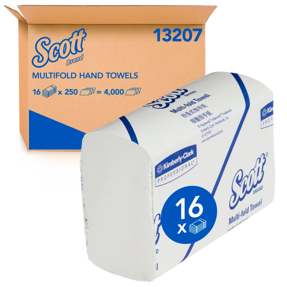 Scott Hand Towel Interleaved 250 Sheets 24 X 23.5cm KC13207 Carton Of 16 Packs