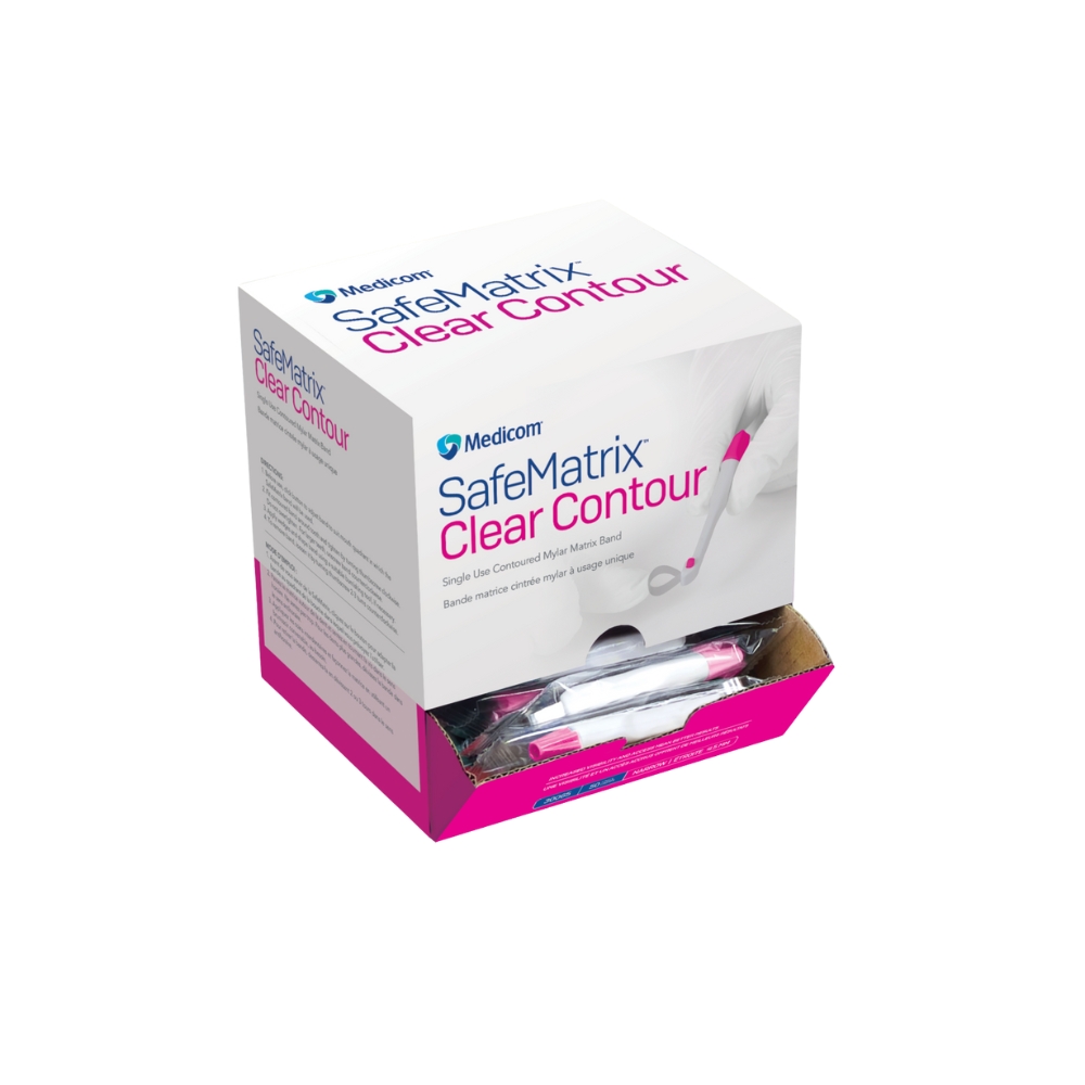 Medicom SafeMatrix Band Clear Contour Narrow 4.5mm Pink Box Of 50