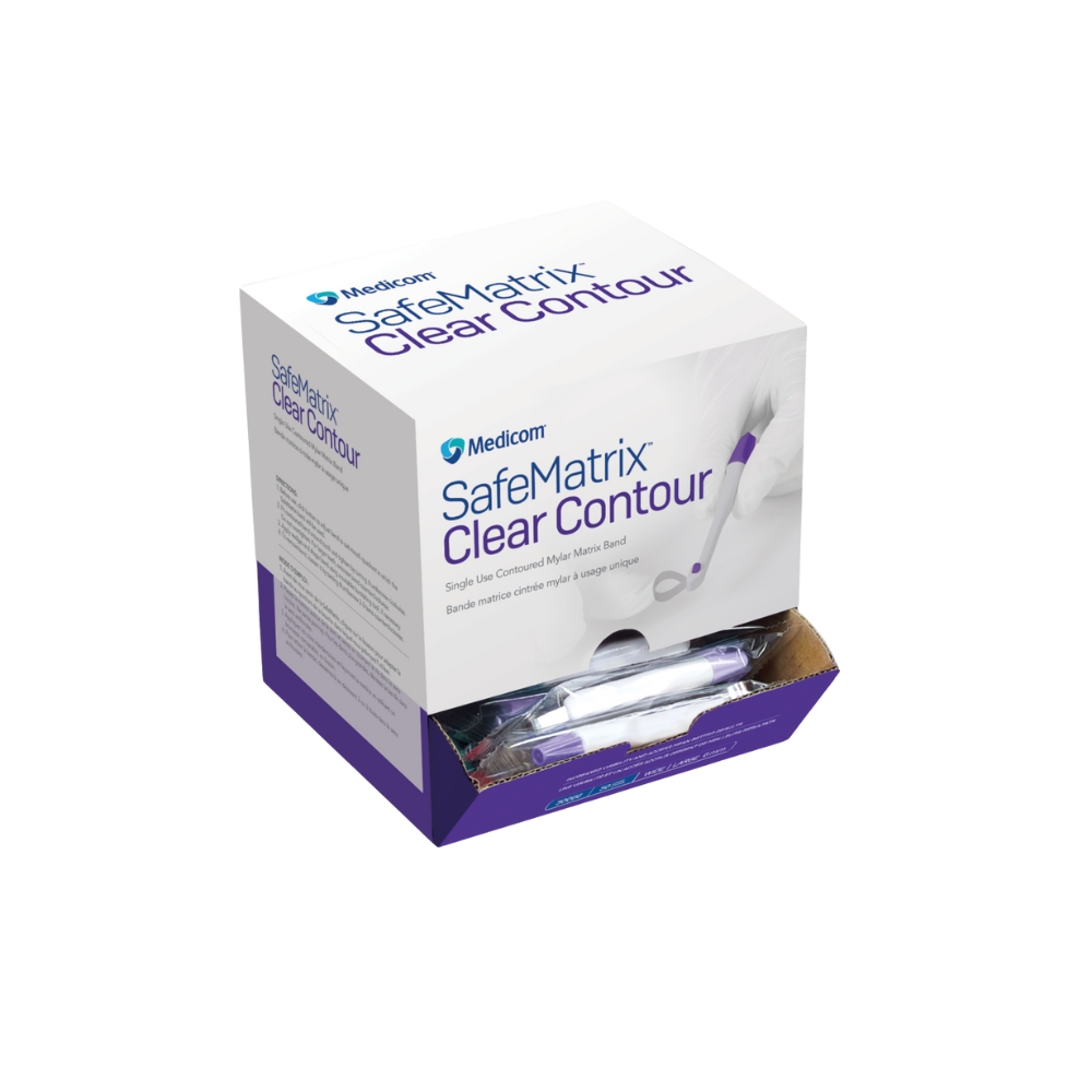 Medicom SafeMatrix Band Clear Contour Wide 6mm Purple Box Of 50