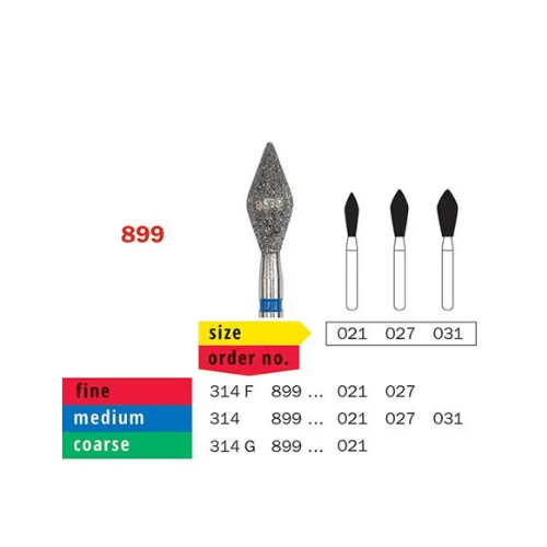Diaswiss Diamond FG Pointed Bud Bur 314 899 524 031 Medium Pack Of 5