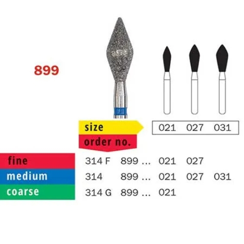Diaswiss Diamond FG Pointed Bud Bur 314 899 027 Medium Pack Of 5