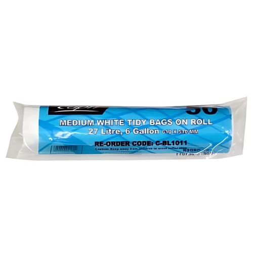Kitchen Tidy Bin Liners On Roll White 27 Litres Carton Of 1000