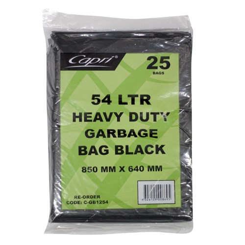 Garbage Bags Flat Pack Heavy Duty Black 54 Litres Carton Of 250