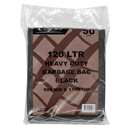 Garbage Bags Flat Pack Heavy Duty Black 120 Litres Carton Of 250