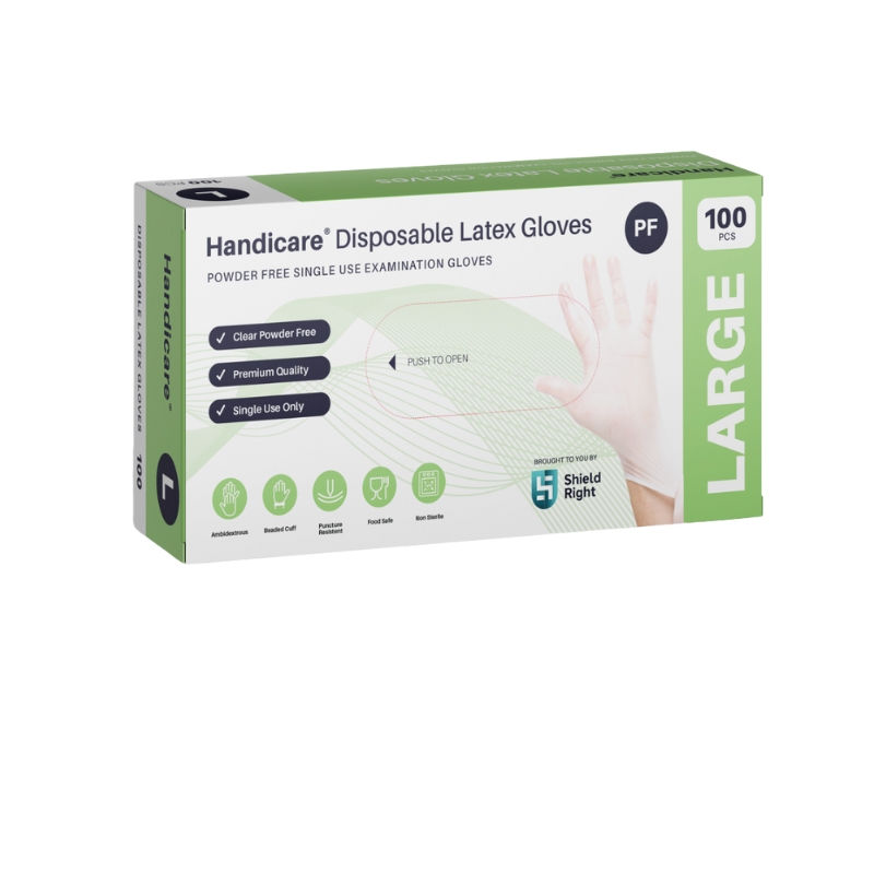 Handicare Latex Disposable Powder Free Gloves Pack Of 100