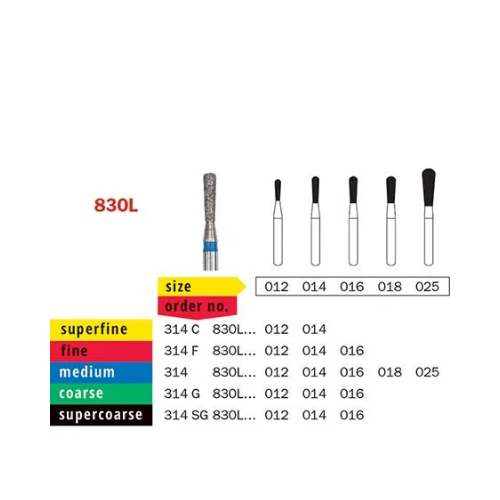 Diaswiss Diamond FG Pear Bur 314 830L 504 014 Extra-Fine Pack Of 5
