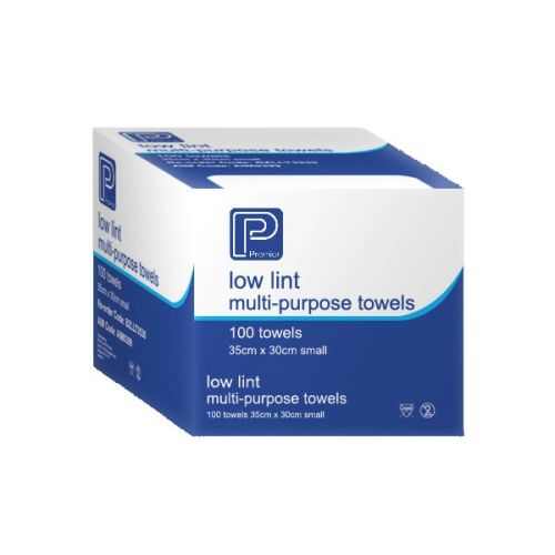 Premier Low Lint Towel 35x30cm Box Of 100