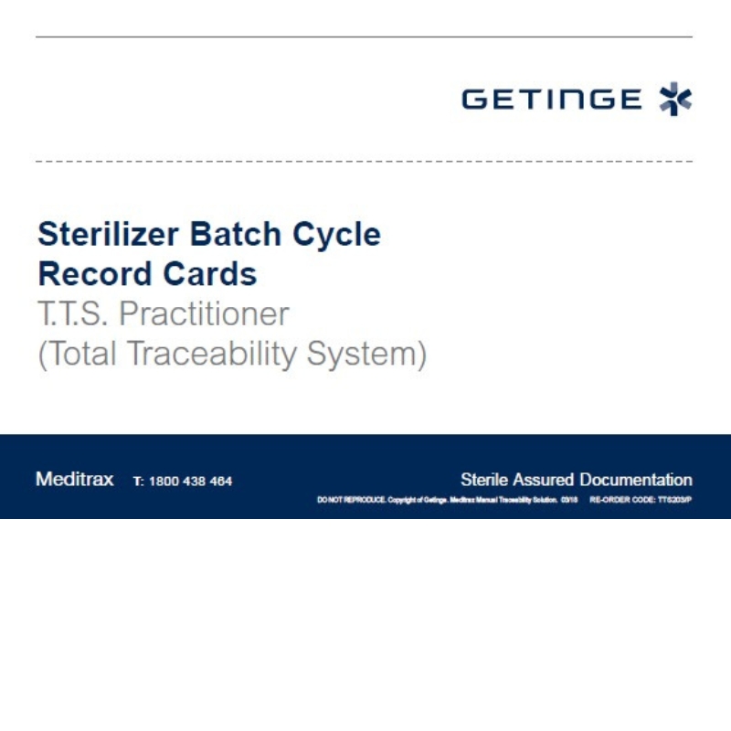 Getinge Meditrax Batch Cycle Record Card Practitioner Pad 50 Sheets 6034311143