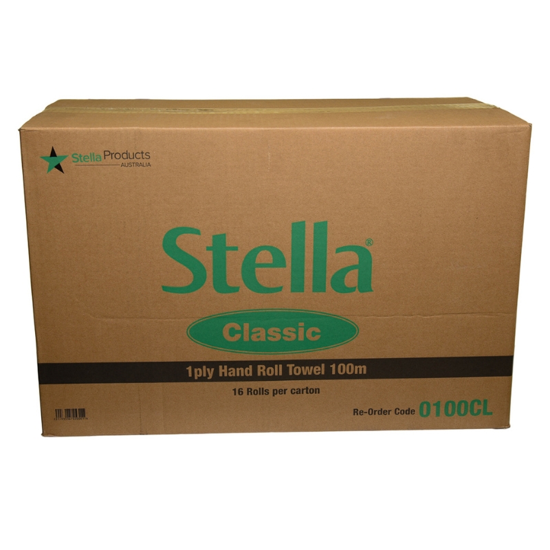 Stella Classic 1 Ply Recycled Non Perforated 100m Roll Towel Carton Of 16