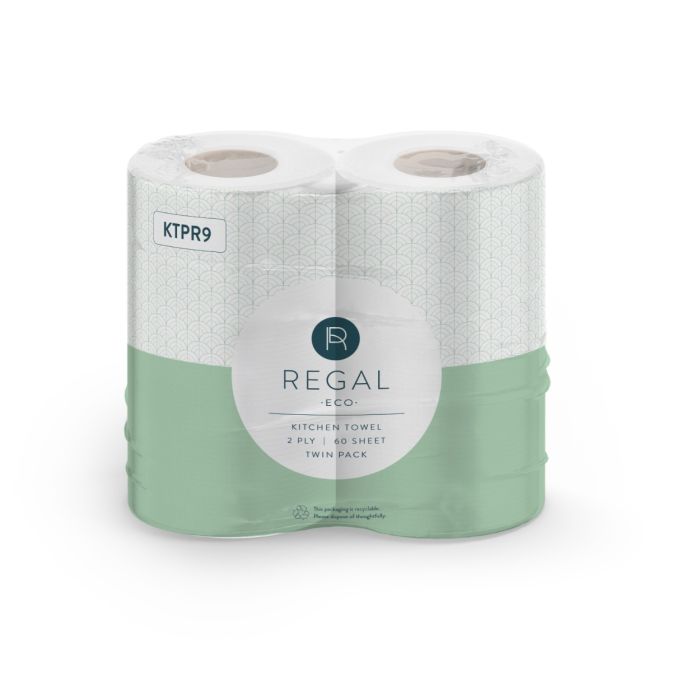 Regal Classic 2 Ply Kitchen Towel 60 Sheets Twin Pack