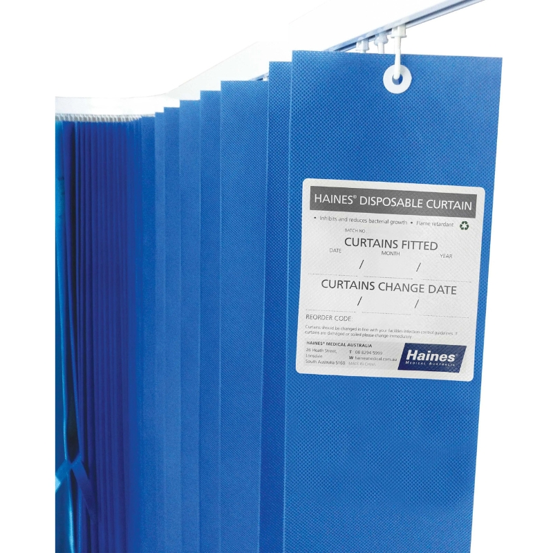 Haines Antimicrobial Medical Curtains 2.5m x 2m Summer Blue Box Of 15