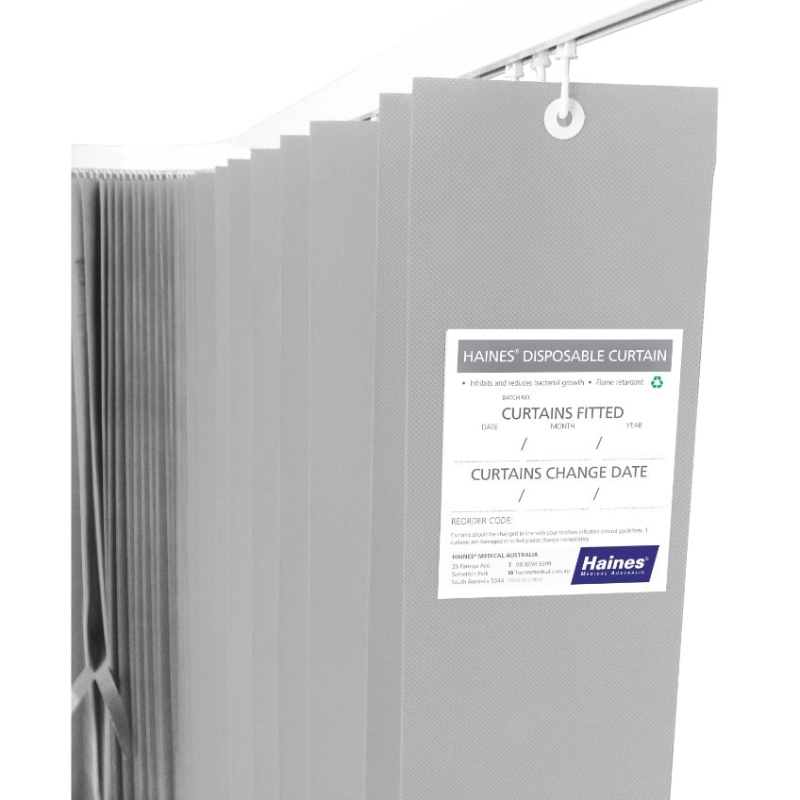 Haines Antimicrobial Medical Curtains 2.5m x 2m Light Grey Box Of 15