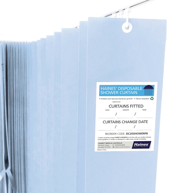 Haines Antimicrobial Medical Shower Curtains 2.5 x 2m Pastel Blue