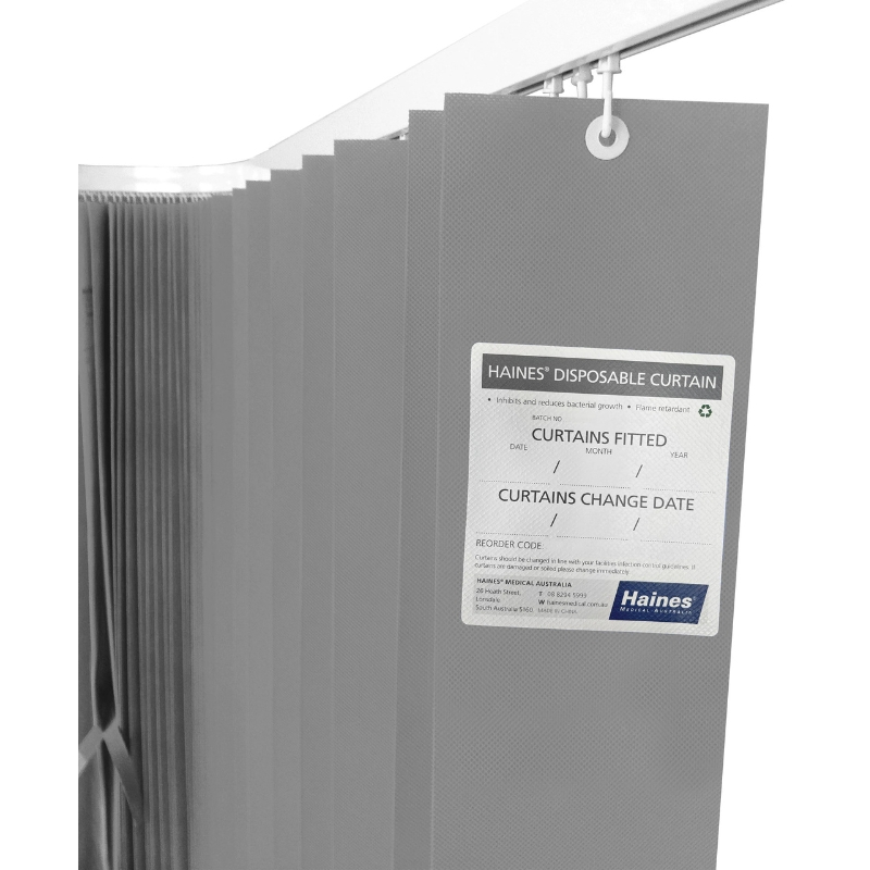 Haines Antimicrobial Medical Curtains 4.5m x 2m Grey Box Of 8