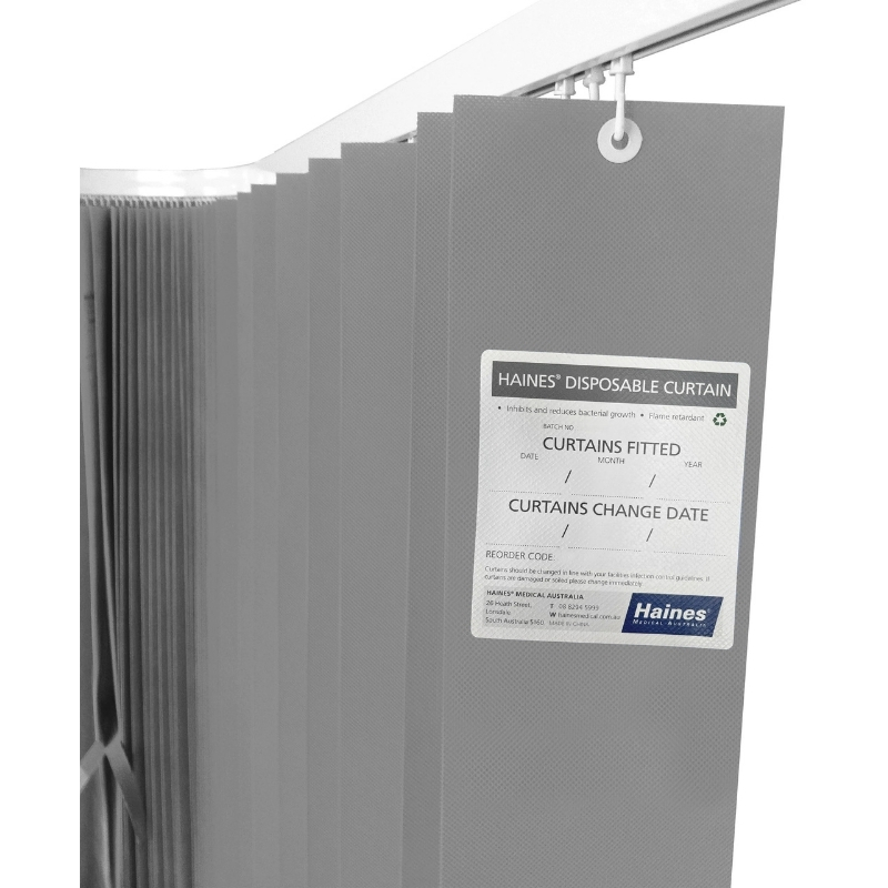 Haines Antimicrobial Medical Curtains 7.5m x 2m Grey