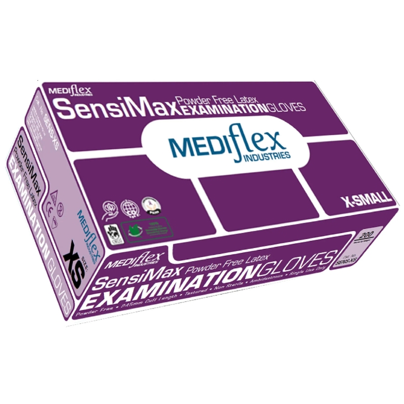 Mediflex SensiMax Powder Free Latex Examination Gloves Pack Of 200
