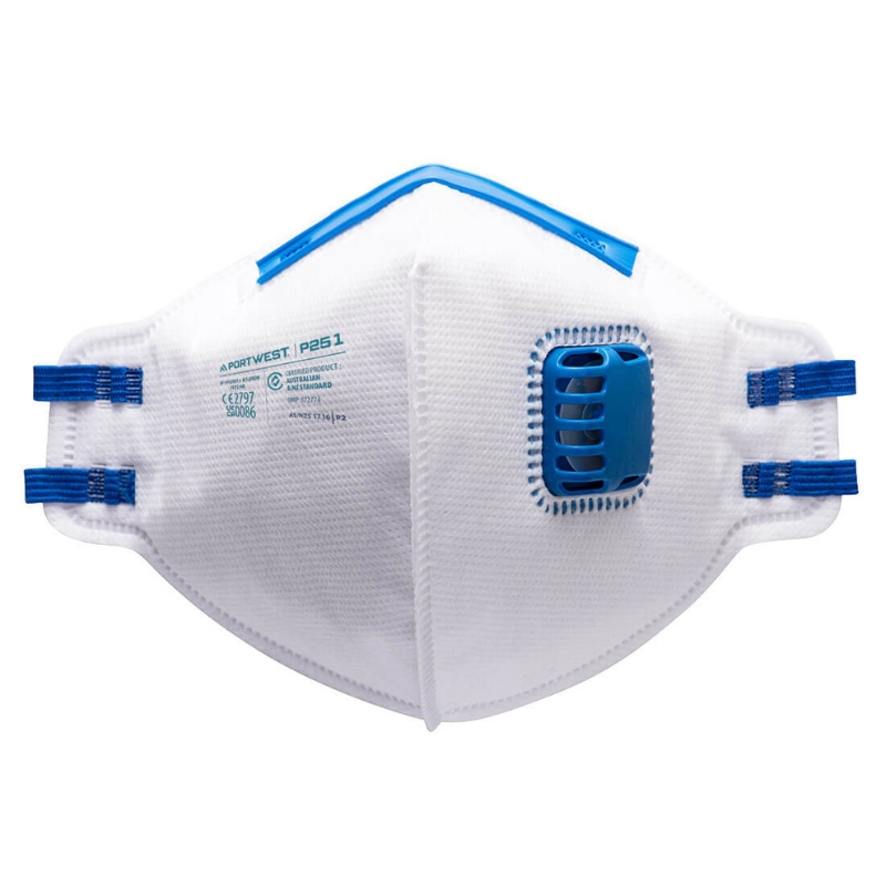 Portwest FFP2 Valved Dust Mist Fold Flat Respirator Pack Of 20