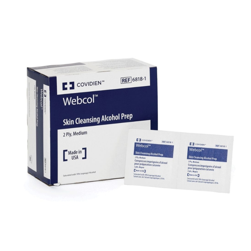 Covidien Webcol Skin Cleansing Alcohol Prep Swabs 2Ply Box Of 200