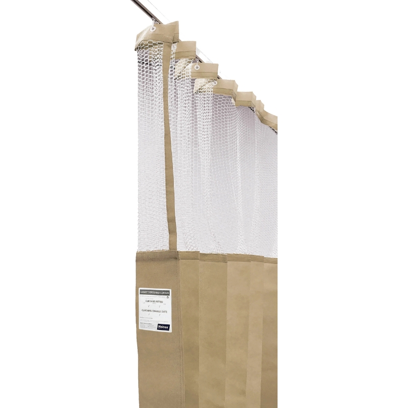 Haines Antimicrobial Medical Curtains With Mesh Top 4.5m x 2.3m Latte