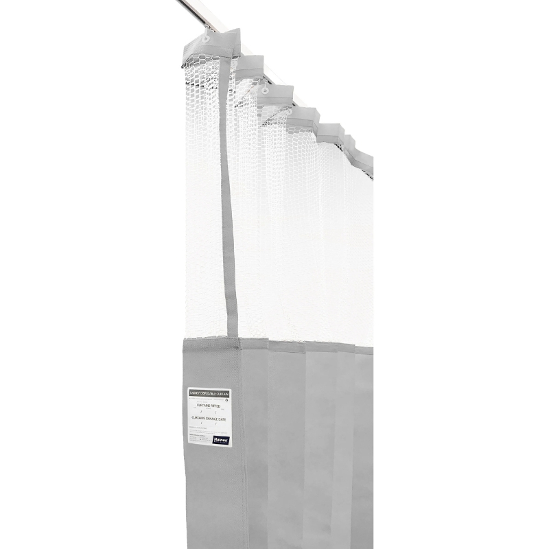 Haines Antimicrobial Medical Curtains With Mesh Top 4.5m x 2.3m Light Grey