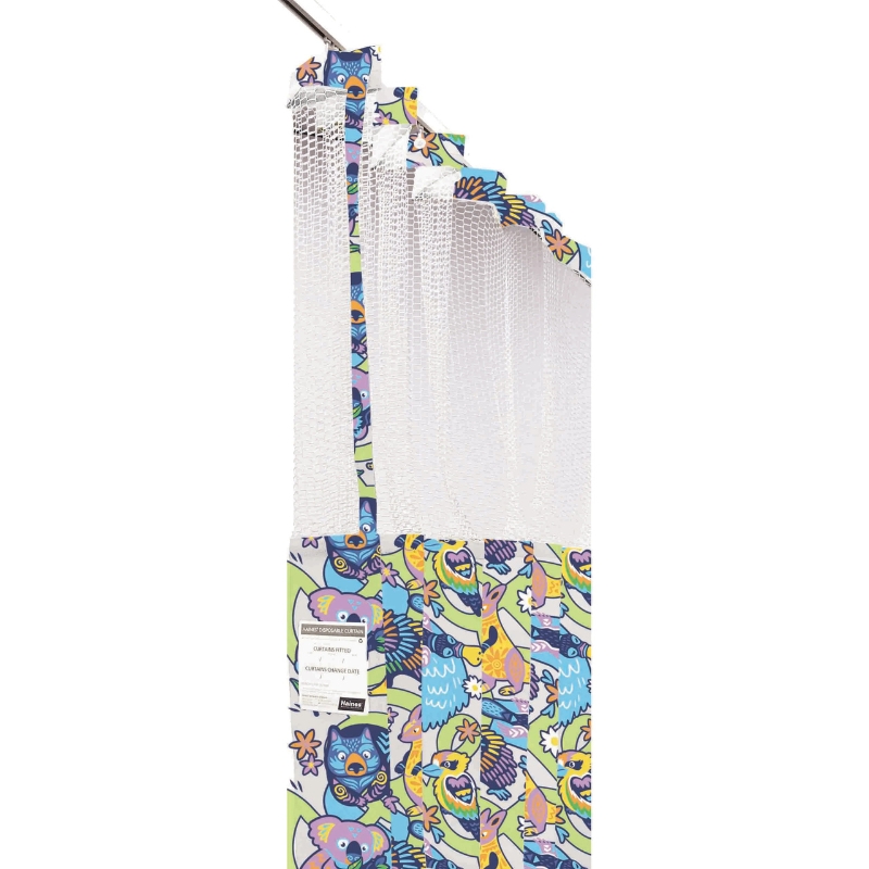 Haines Antimicrobial Medical Curtains With Mesh Top 4.5m x 2.3m Aussie Animal