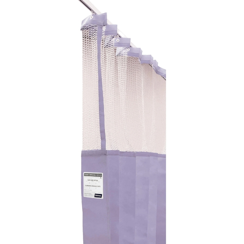 Haines Antimicrobial Medical Curtains With Mesh Top 7.5m x 2.3m Lilac