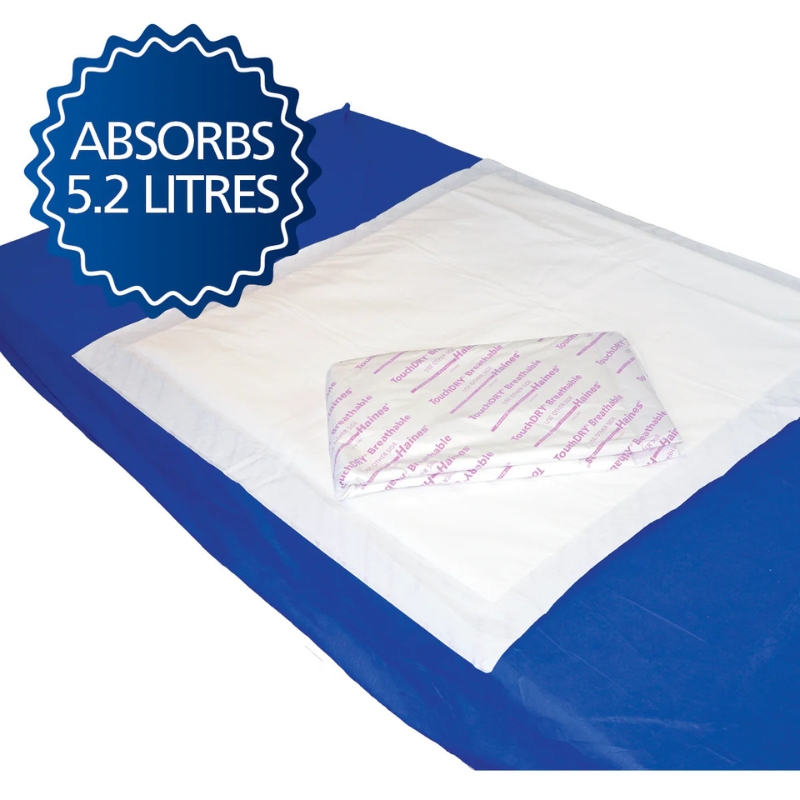 Haines TouchDRY Plus Breathable Absorbent Pad 90cm x 90cm Carton Of 40