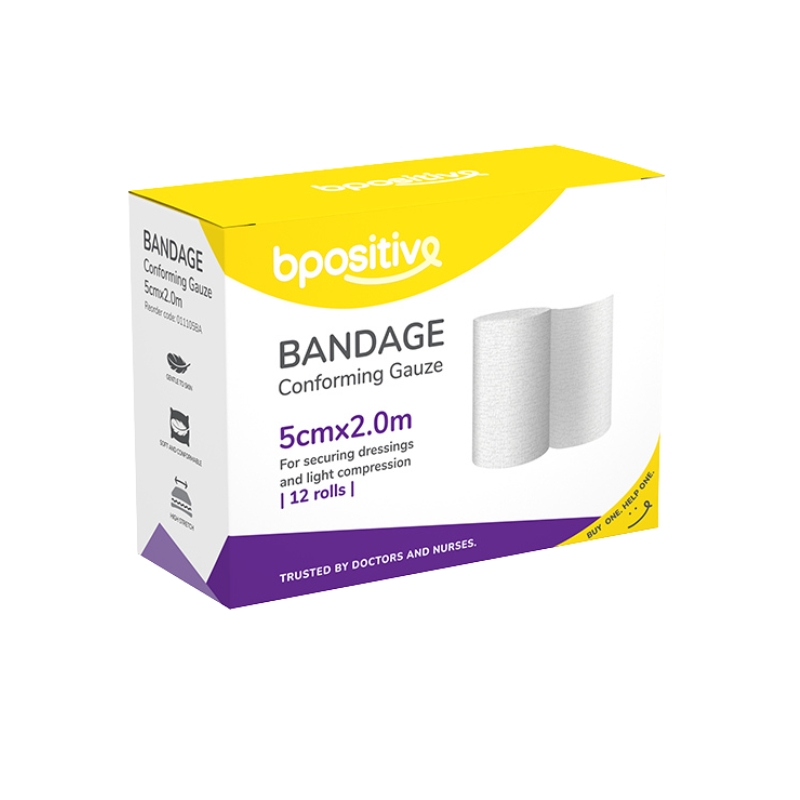 Bpositive Bandage Conforming Gauze 5cm x 2.0m Pack Of 12