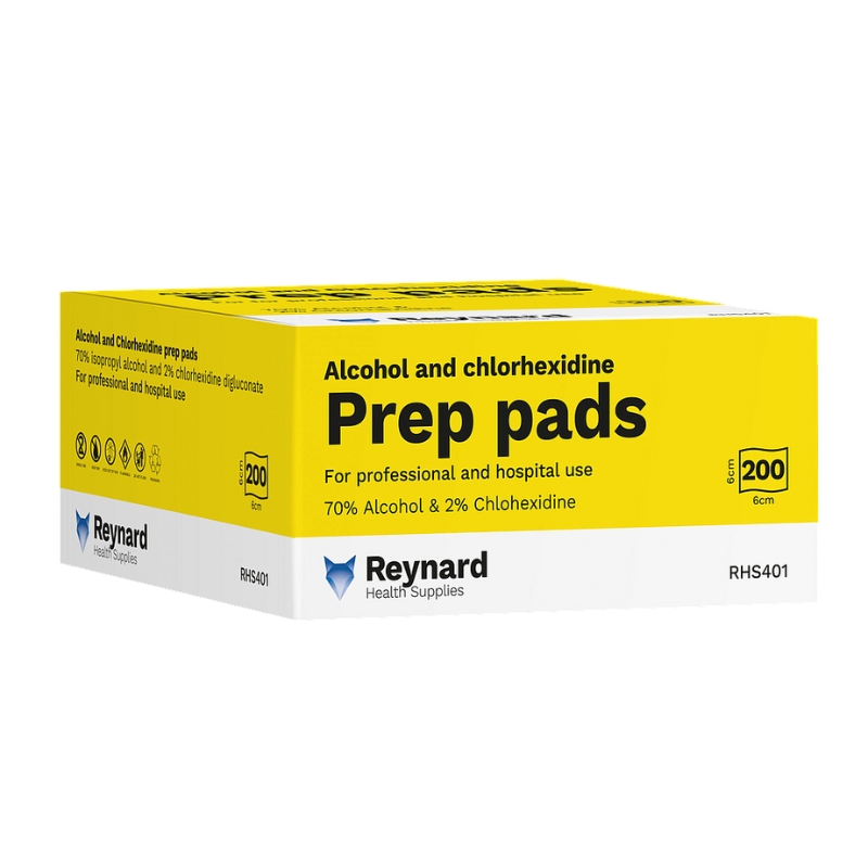 Reynard Alcohol and Chlorhexidine Prep Pads 6 x 6cm