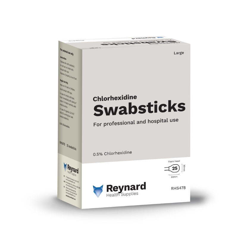 Reynard 0.5% Chlorhexidine Swabsticks Large Box Of 25