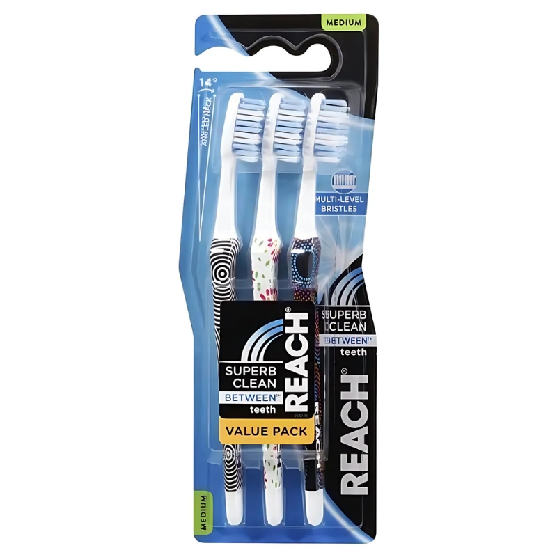 Reach Superb Clean Between Teeth Toothbrush Medium Blister Pack Of 3 - Box Of 4