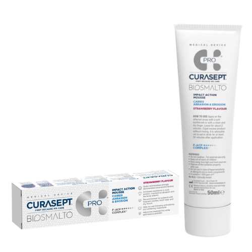 Curasept Biosmalto Mousse Caries, Abrasion, Erosion Strawberry Flavour 50ml