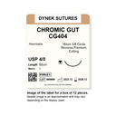 Dynek Surgical Catgut Chromic Cut Natural Absorbable 4/0x50cm On 16mm 3/8 Sutures CG404 Box Of 12