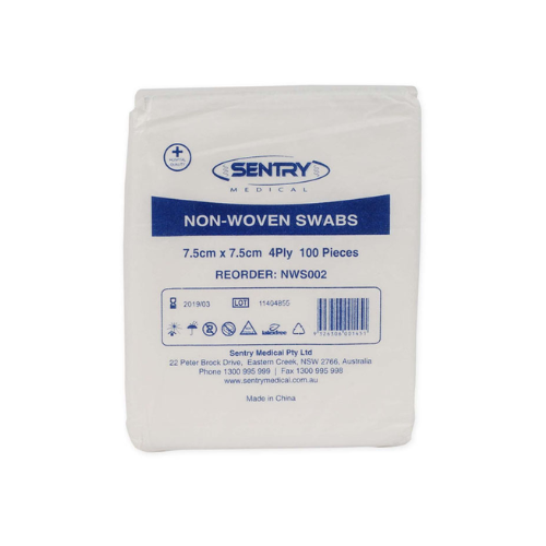 Non-Woven Swabs 4ply 7.5cm x 7.5cm Pack of 100
