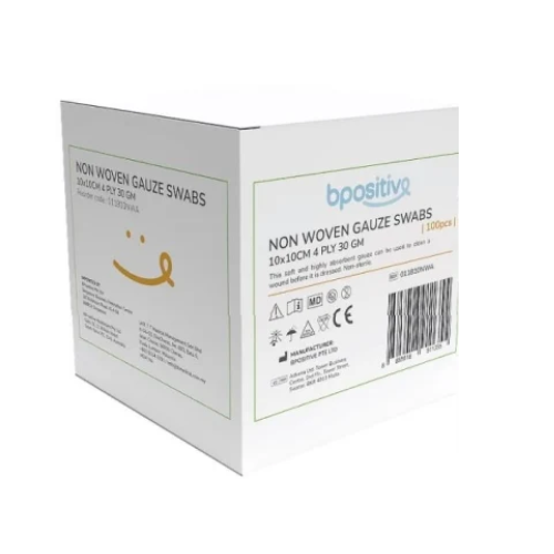 Bpositive Gauze Square Non-Woven 7.5x7.5cm Non-Sterile Pack of 100