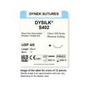 Dynek Dysilk Black Natural Non Absorbable 4/0x45cm On 12mm 3/8 Sutures S402 Box Of 12